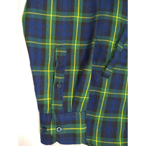 RSVLTS The Connery Flannel Shirt XL Roosevelts Pockets Plaid Blue Green - Picture 4 of 9